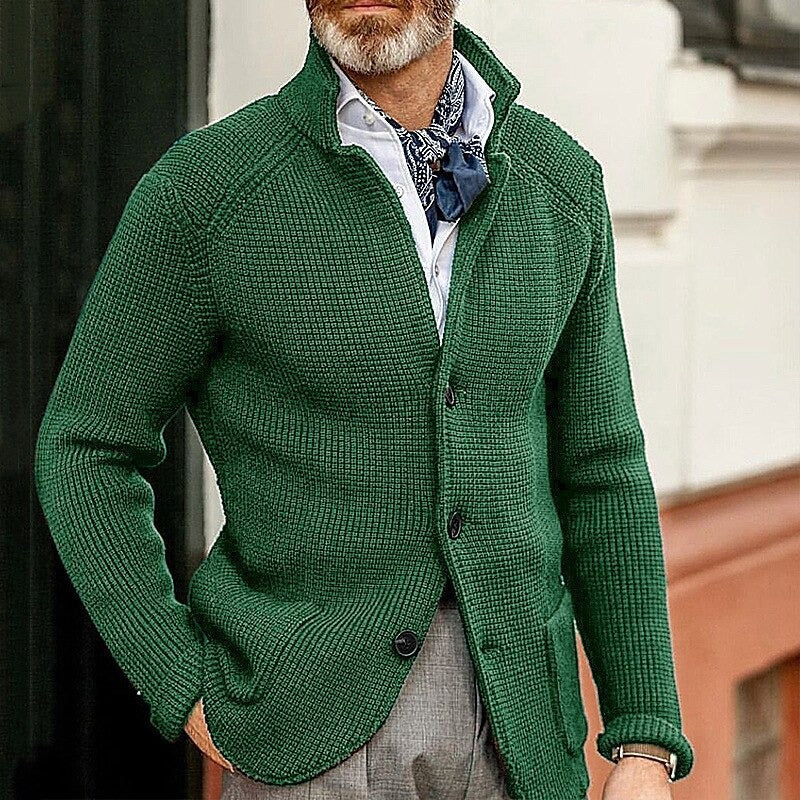 Classic Men’s Sweater Cardigan | Business Casual | same ANTHEM. - green / S