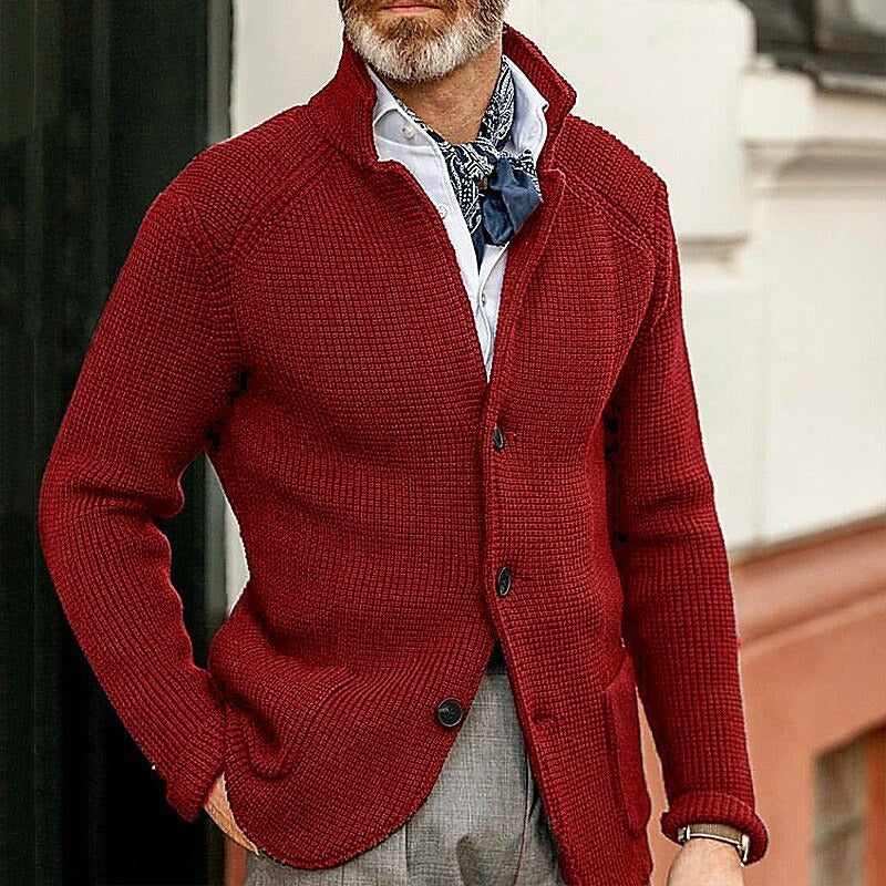 Classic Men’s Sweater Cardigan | Business Casual | same ANTHEM. - Wine red / S