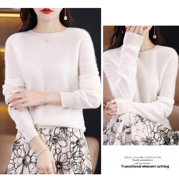 Classic Pure Wool Crew Neck Sweater – Elegant Everyday Pullover for Lovers & Soulmates | same ANTHEM - White / L
