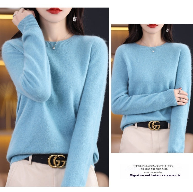 Classic Pure Wool Crew Neck Sweater – Elegant Everyday Pullover for Lovers & Soulmates | same ANTHEM - Lake Blue / L