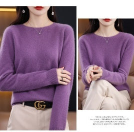Classic Pure Wool Crew Neck Sweater – Elegant Everyday Pullover for Lovers & Soulmates | same ANTHEM - Purple / L