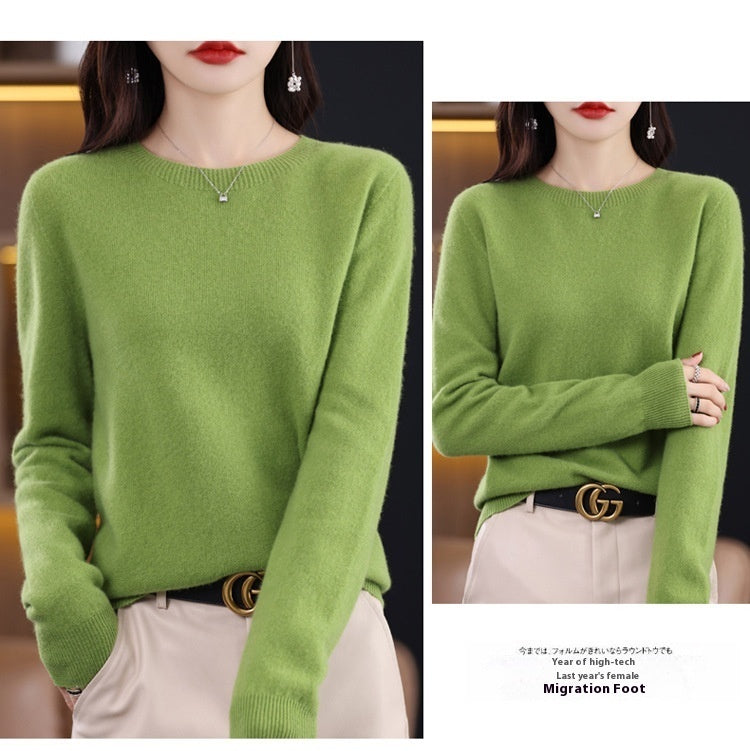 Classic Pure Wool Crew Neck Sweater – Elegant Everyday Pullover for Lovers & Soulmates | same ANTHEM - Diamond Green / L