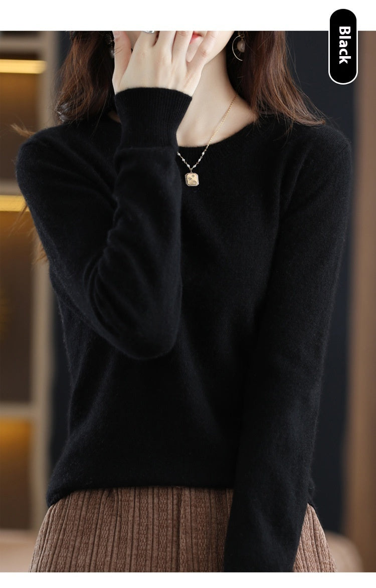 Classic Pure Wool Crew Neck Sweater – Elegant Everyday Pullover for Lovers & Soulmates | same ANTHEM - Black / L