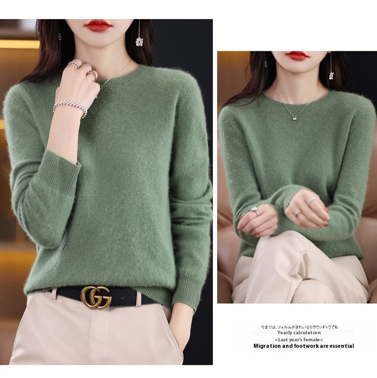 Classic Pure Wool Crew Neck Sweater – Elegant Everyday Pullover for Lovers & Soulmates | same ANTHEM - Spearmint / L