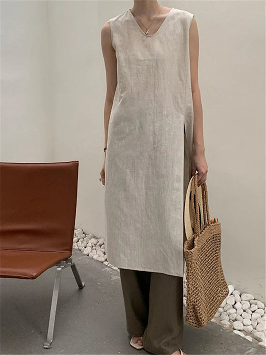 Classic Vintage Cotton Linen Dress for Women | same ANTHEM