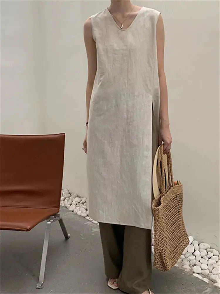 Classic Vintage Cotton Linen Dress for Women | same ANTHEM