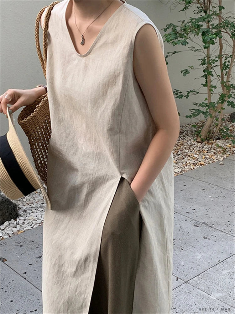 Classic Vintage Cotton Linen Dress for Women | same ANTHEM