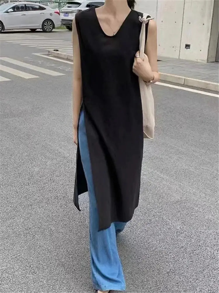 Classic Vintage Cotton Linen Dress for Women | same ANTHEM - black / One Size