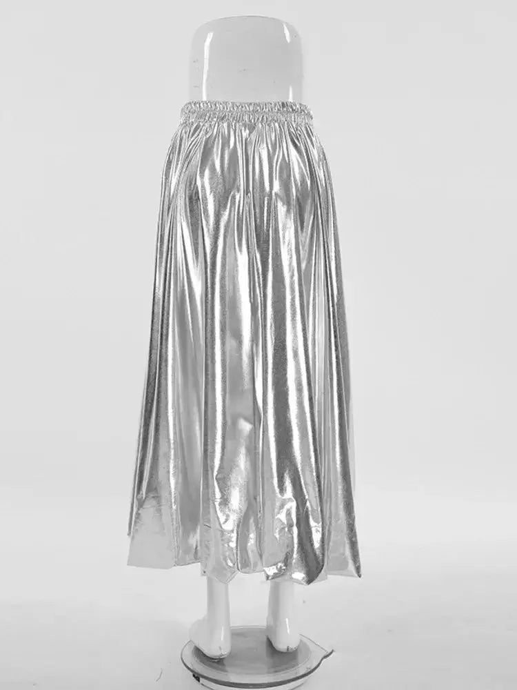 Coated Silver Balloon Skirt – Minimalist Streetwear for Soulmates | same ANTHEM