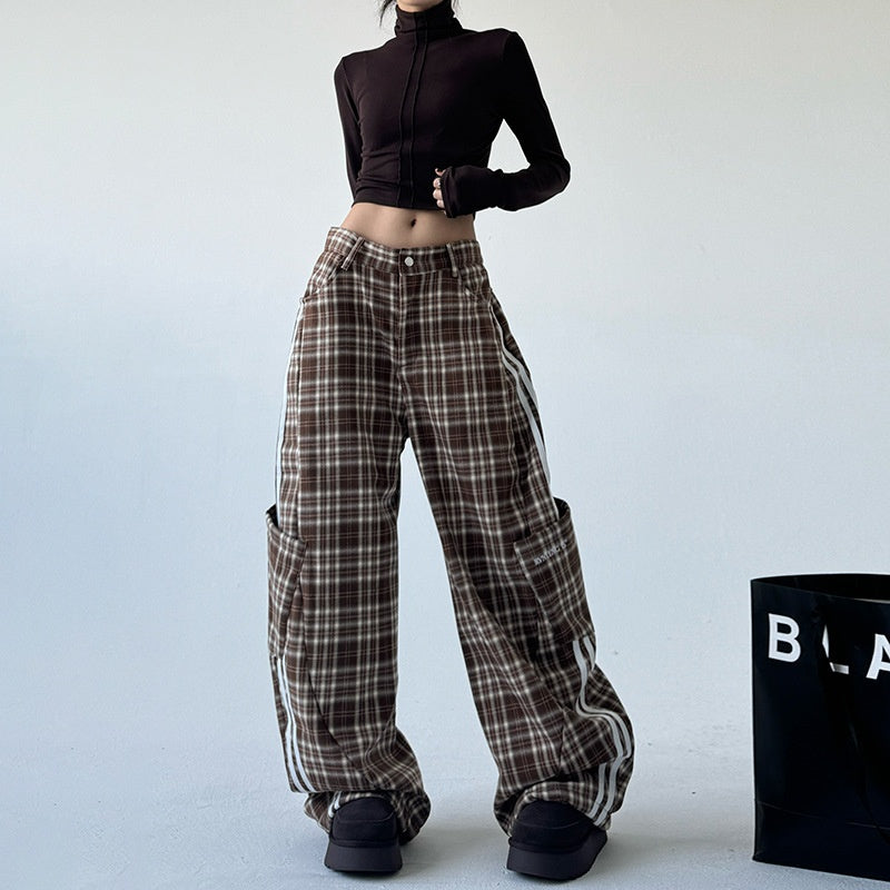 Coffee Plaid Wide Leg Pants | same ANTHEM.