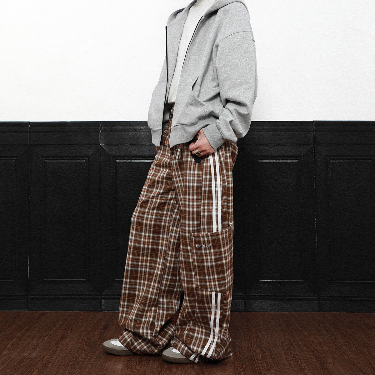 Coffee Plaid Wide Leg Pants | same ANTHEM.
