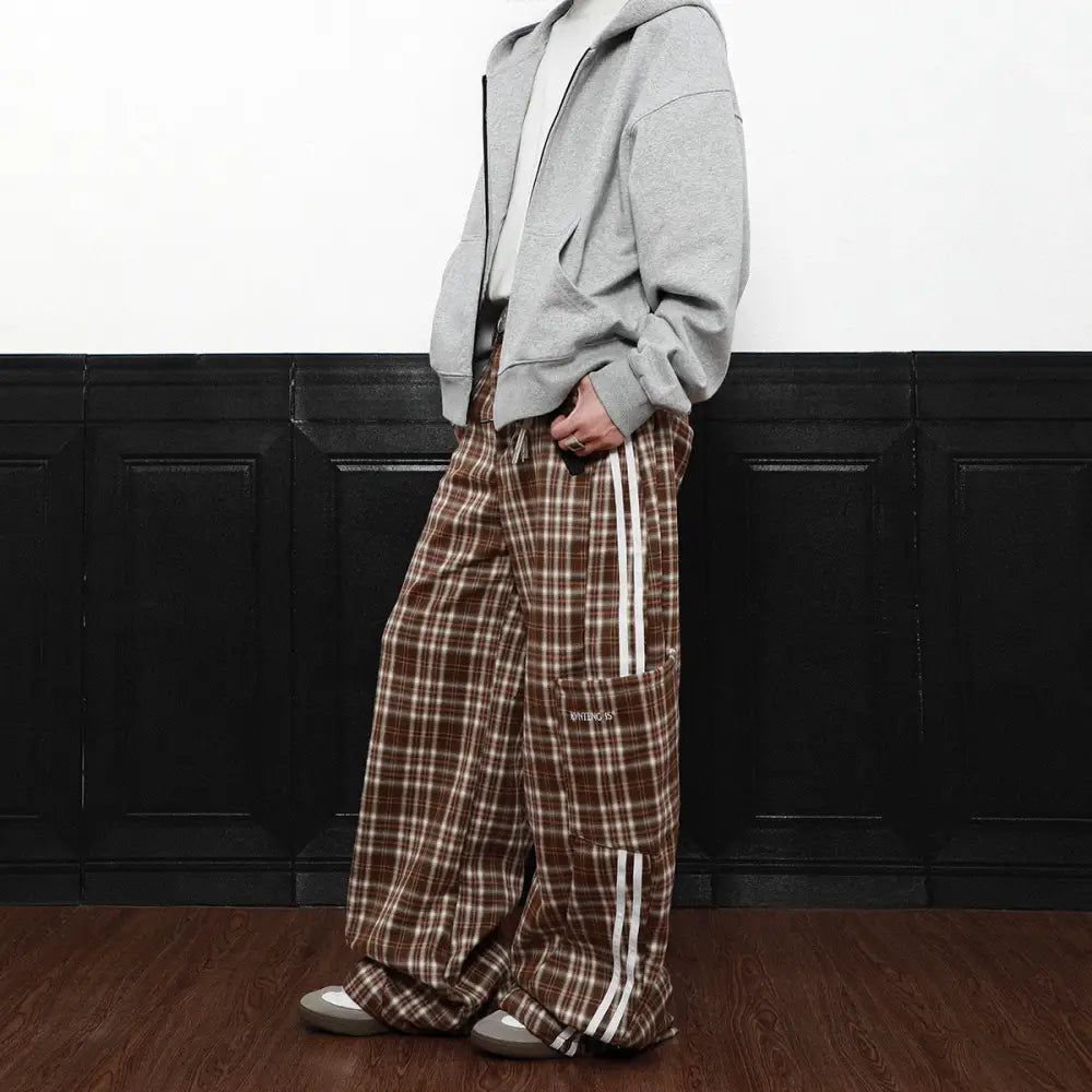 Coffee Plaid Wide Leg Pants | same ANTHEM.