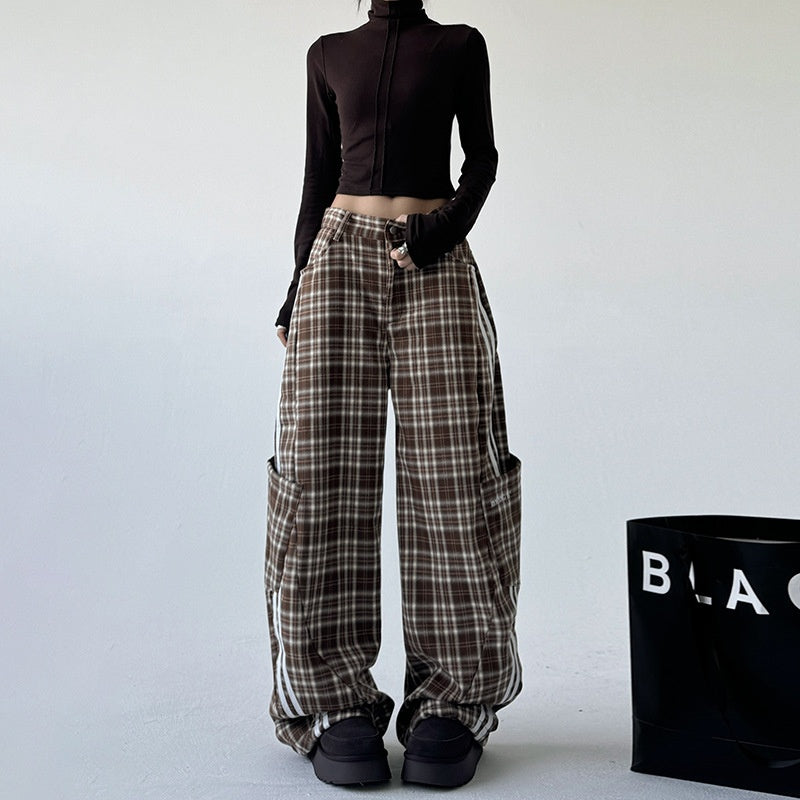 Coffee Plaid Wide Leg Pants | same ANTHEM.