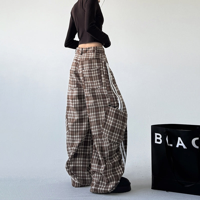 Coffee Plaid Wide Leg Pants | same ANTHEM.