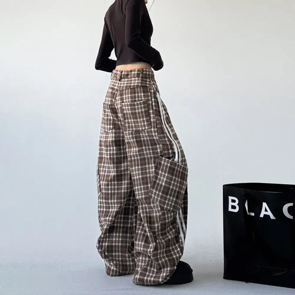 Coffee Plaid Wide Leg Pants | same ANTHEM.