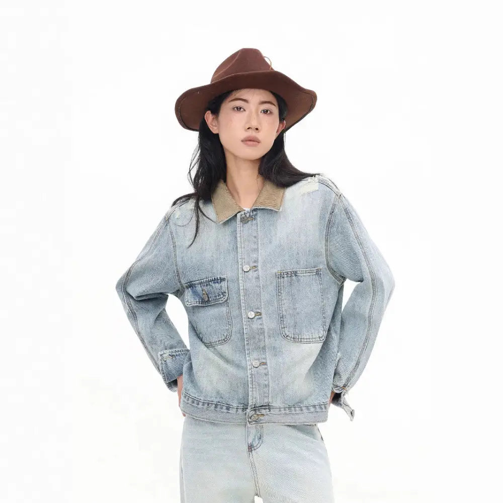 Collar Splicing Denim Jacket – Soulmate Streetwear | same ANTHEM.
