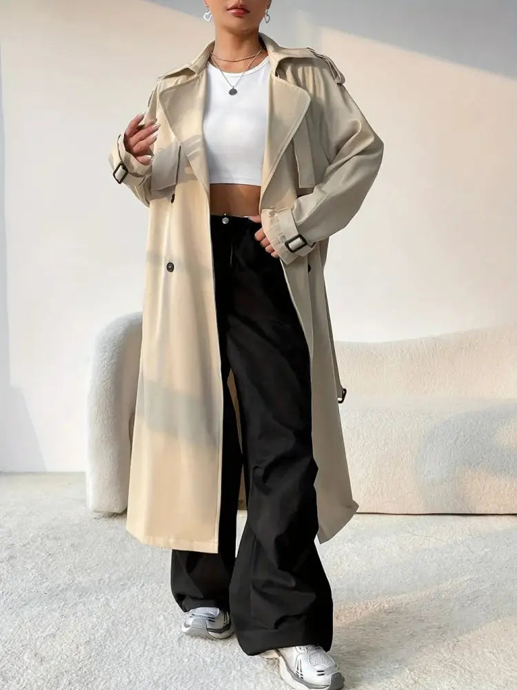 Collared Neck Longline Trench Coat | same ANTHEM. Soulmate Streetwear - Beige / S