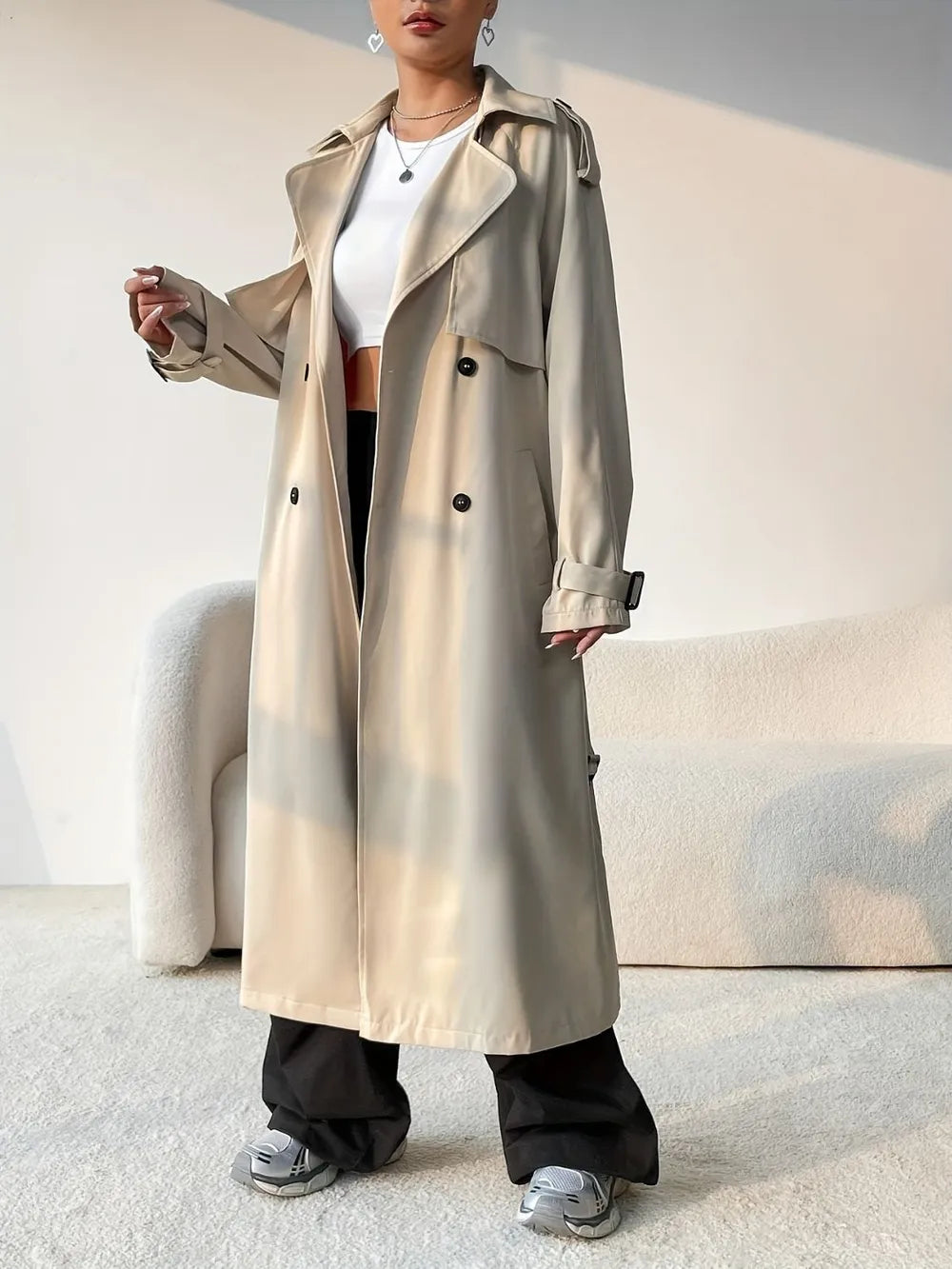Collared Neck Longline Trench Coat | same ANTHEM. Soulmate Streetwear