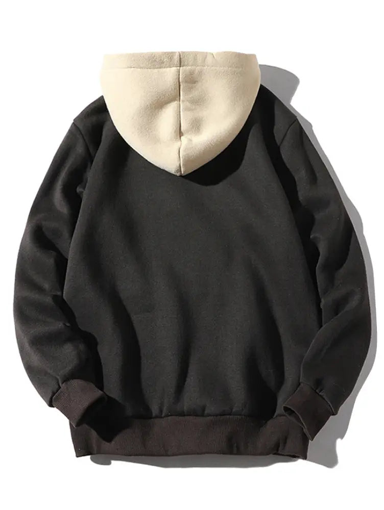 Color Block Fleece Hoodie with Letter Patch – Streetwear for Soulmates | same ANTHEM