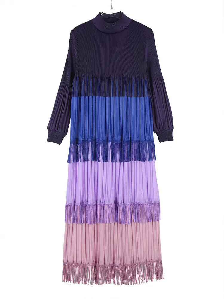 Color Blocked Tassel Maxi Dress – Soulmate Streetwear | same ANTHEM. - purple / one size