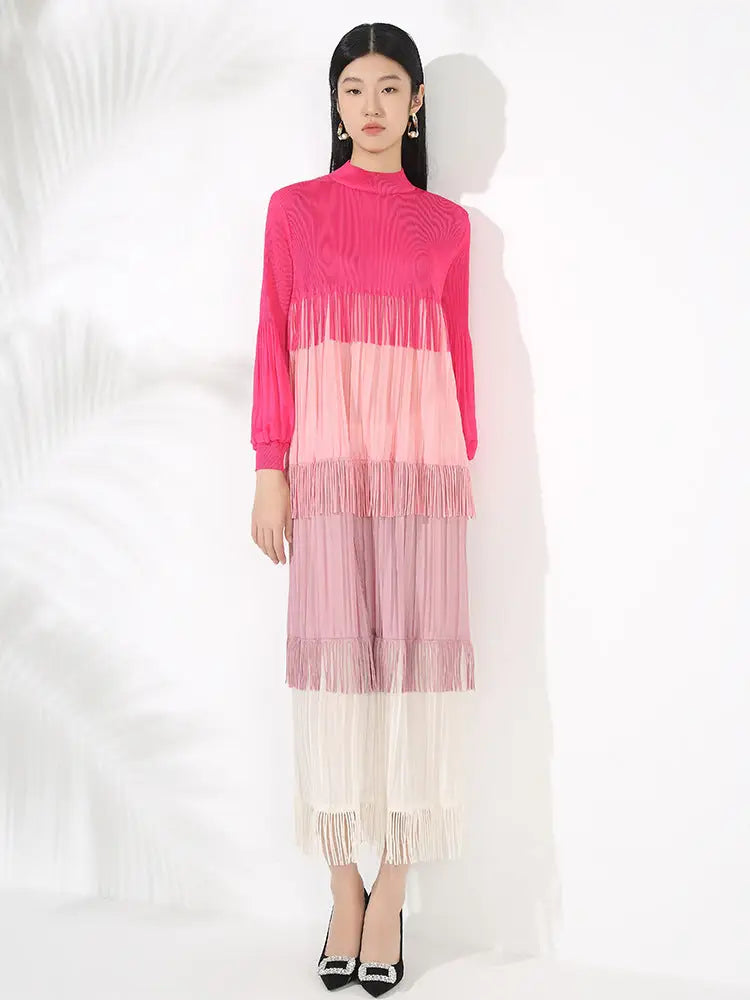Color Blocked Tassel Maxi Dress – Soulmate Streetwear | same ANTHEM. - Rose Red / one size