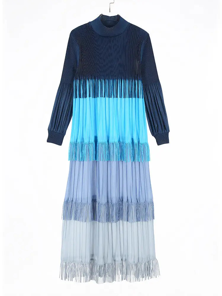 Color Blocked Tassel Maxi Dress – Soulmate Streetwear | same ANTHEM. - dark blue / one size