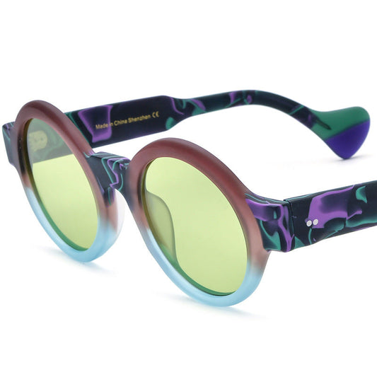 Color Matching Frosted Round Sunglasses – Soulmate Streetwear | same ANTHEM - Frosted Blue Frame