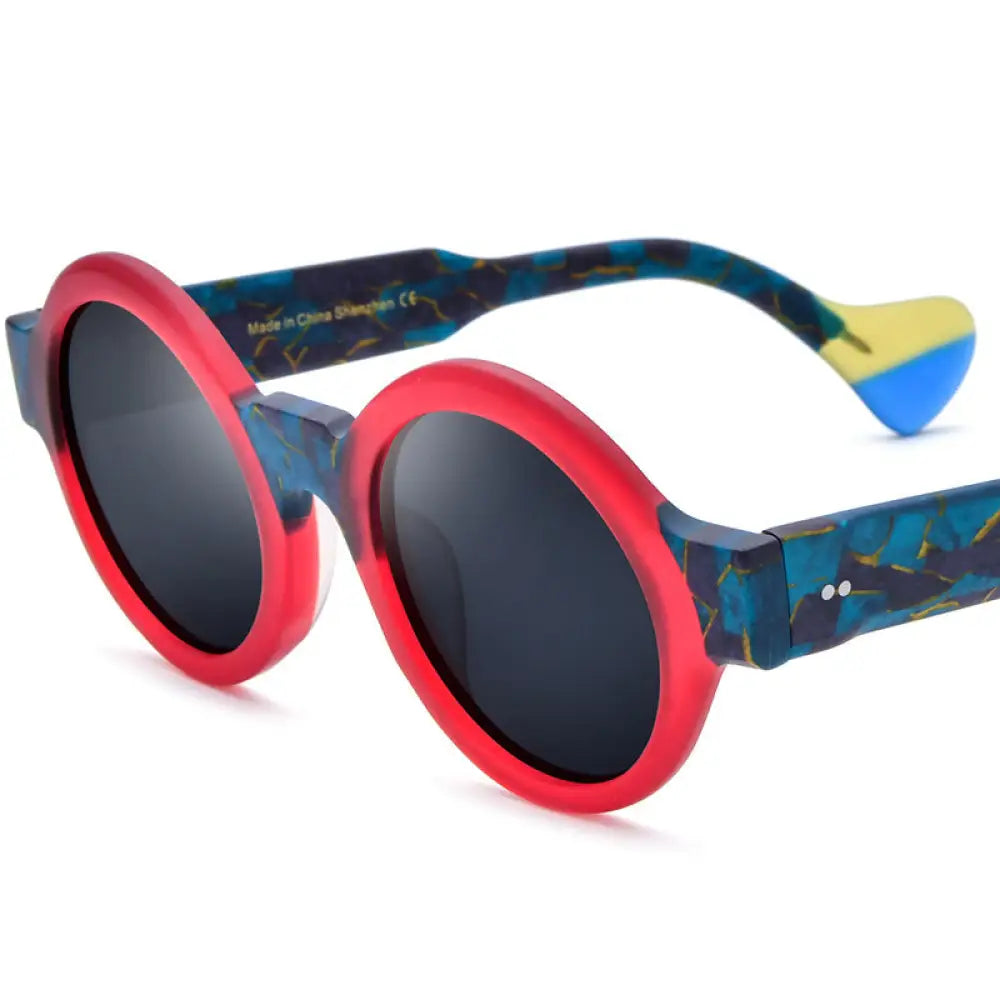 Color Matching Frosted Round Sunglasses – Soulmate Streetwear | same ANTHEM - Frosted Red Frame