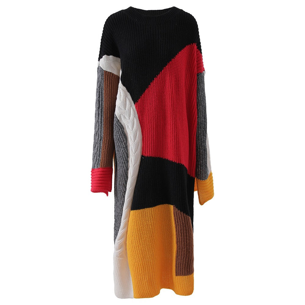 Colorblock Knit Streetwear Dress – same ANTHEM. Soulmate Style - Color collision / One Size