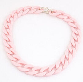 Colorful Chunky Chain Necklace – Statement Boho Streetwear | same ANTHEM - pink