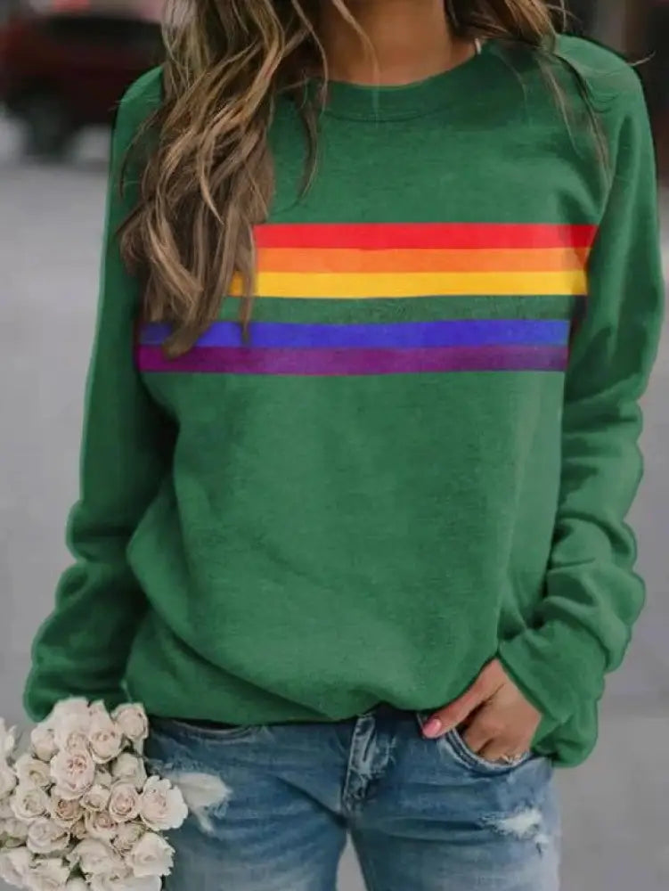 Colorful Striped Pullover Sweatshirt | Loose Casual Soulmate Style | same ANTHEM - green / S