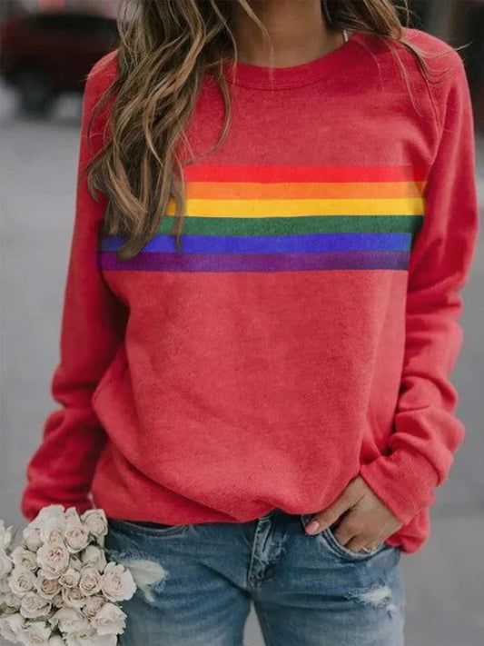 Colorful Striped Pullover Sweatshirt | Loose Casual Soulmate Style | same ANTHEM - red / S