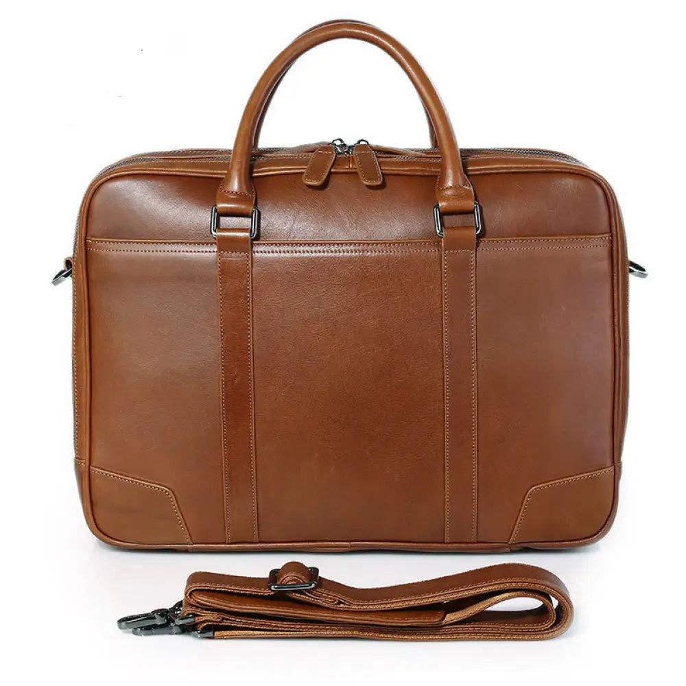 Computer Bag Leather Briefcase – Casual Cool & Easy Day Accessory | same ANTHEM - Brown