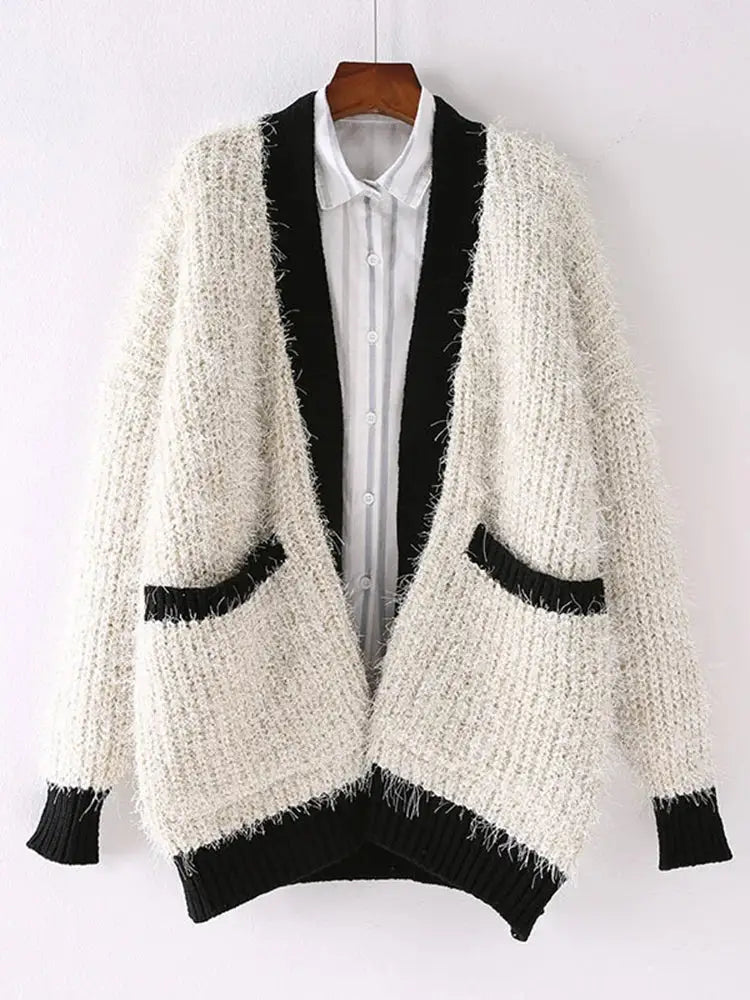 Contrast Color Knit Cardigan for Women | same ANTHEM. Soulmate Streetwear