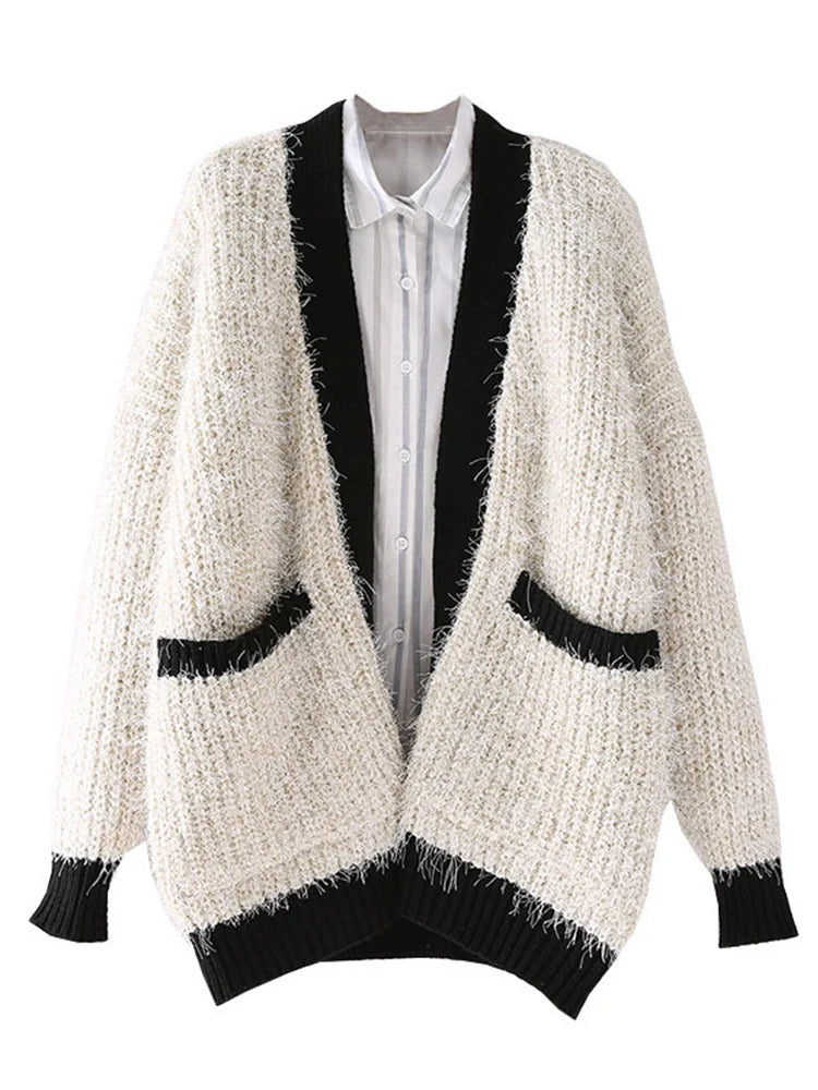 Contrast Color Knit Cardigan for Women | same ANTHEM. Soulmate Streetwear