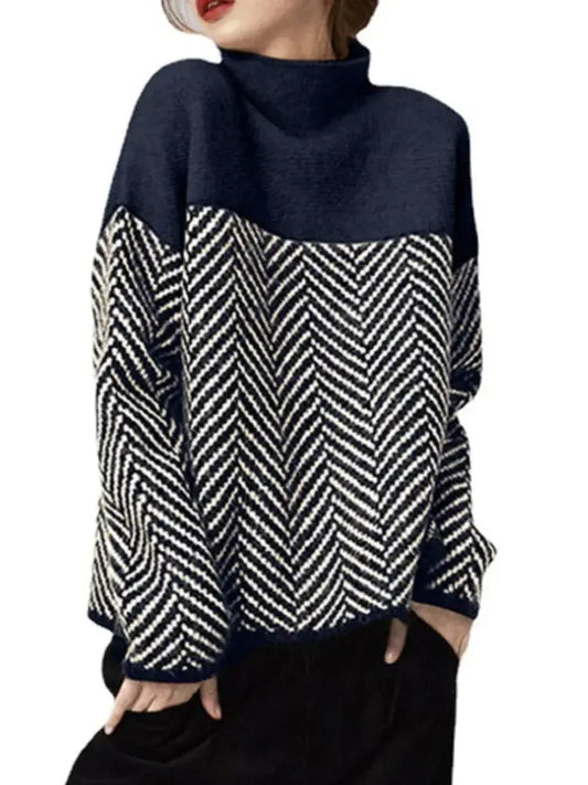 Contrast Patchwork Pullover Sweater Women | Casual Knitted Autumn Top | same ANTHEM.