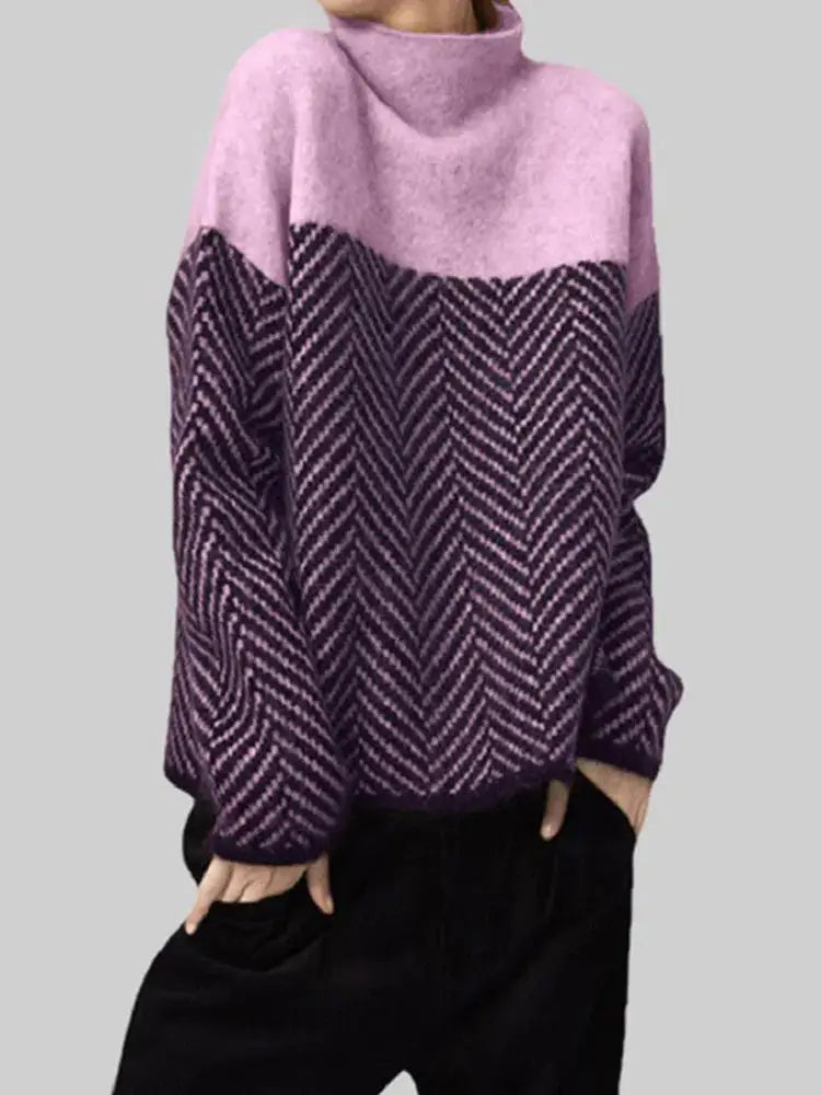 Contrast Patchwork Pullover Sweater Women | Casual Knitted Autumn Top | same ANTHEM.