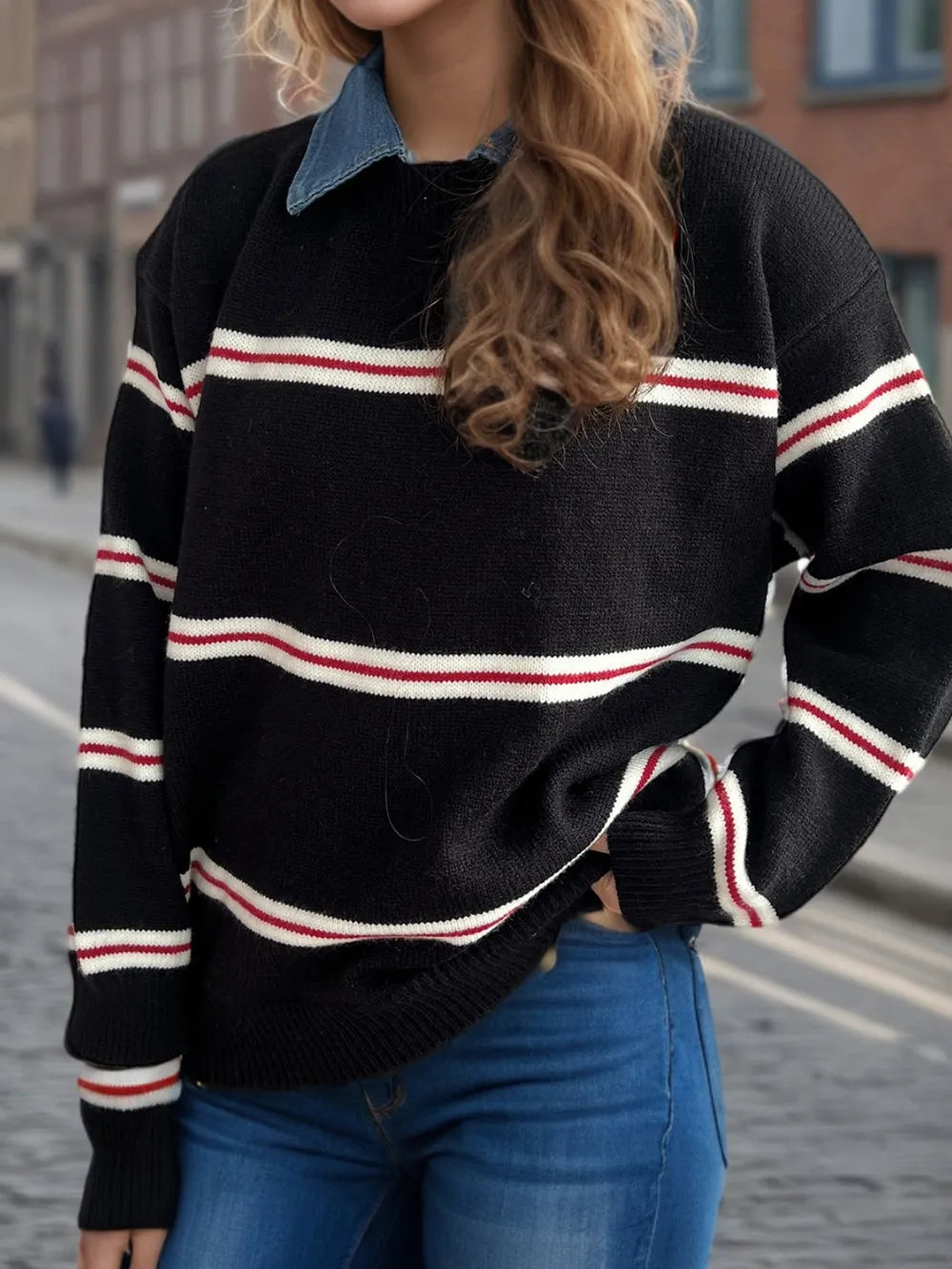 Contrast Striped Sweater – same ANTHEM | Classic Streetwear for Soulmates & Chosen Family - Black / S