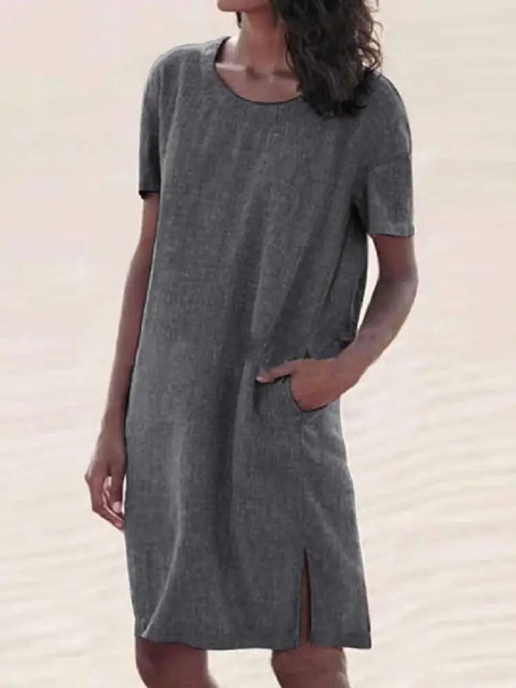 Cotton and Linen Multicolor T-Shirt Dress | Easy Summer Beach Dress | same ANTHEM