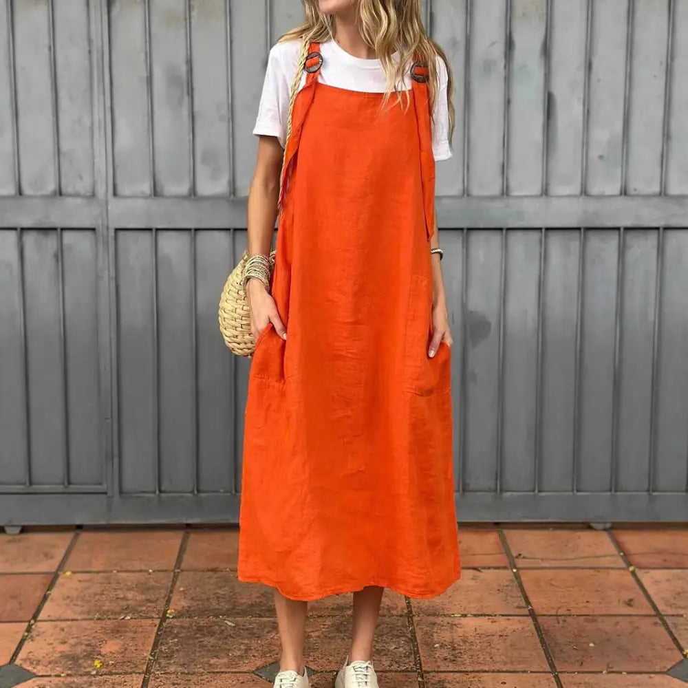 Cotton Linen Summer Dress for Women | same ANTHEM. Soulmate Streetwear - Coral / 2XL
