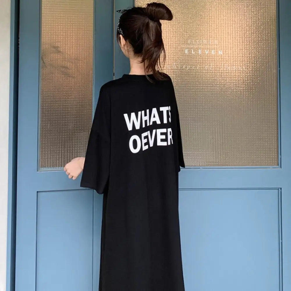 Cotton T-Shirt Dress Women | Casual Chic Streetwear | same ANTHEM. - Black / M
