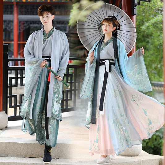 Couples Wei & Jin Style Cross-collar Dress for Lovers | Hanfu Suit | Same Anthem