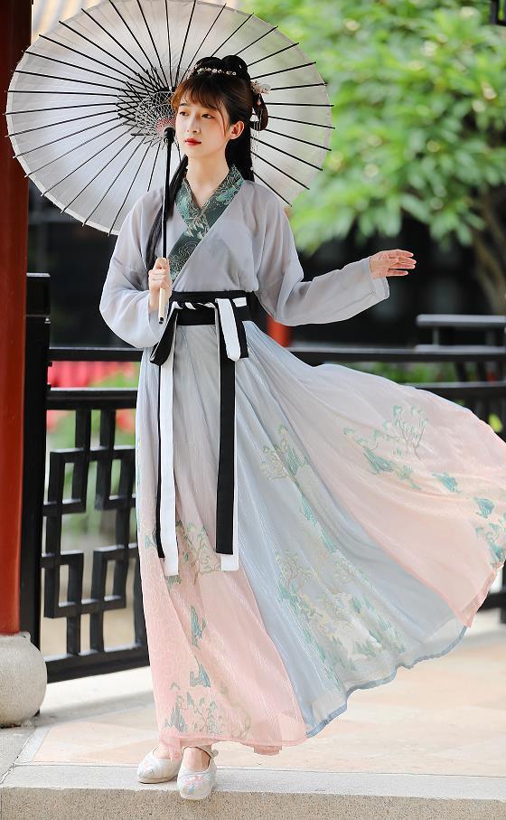 Couples Wei & Jin Style Cross-collar Dress for Lovers | Hanfu Suit | Same Anthem - Light pink 2piece set / L