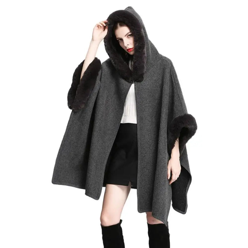 Cozy Woolen Hooded Cardigan Cape | same ANTHEM.