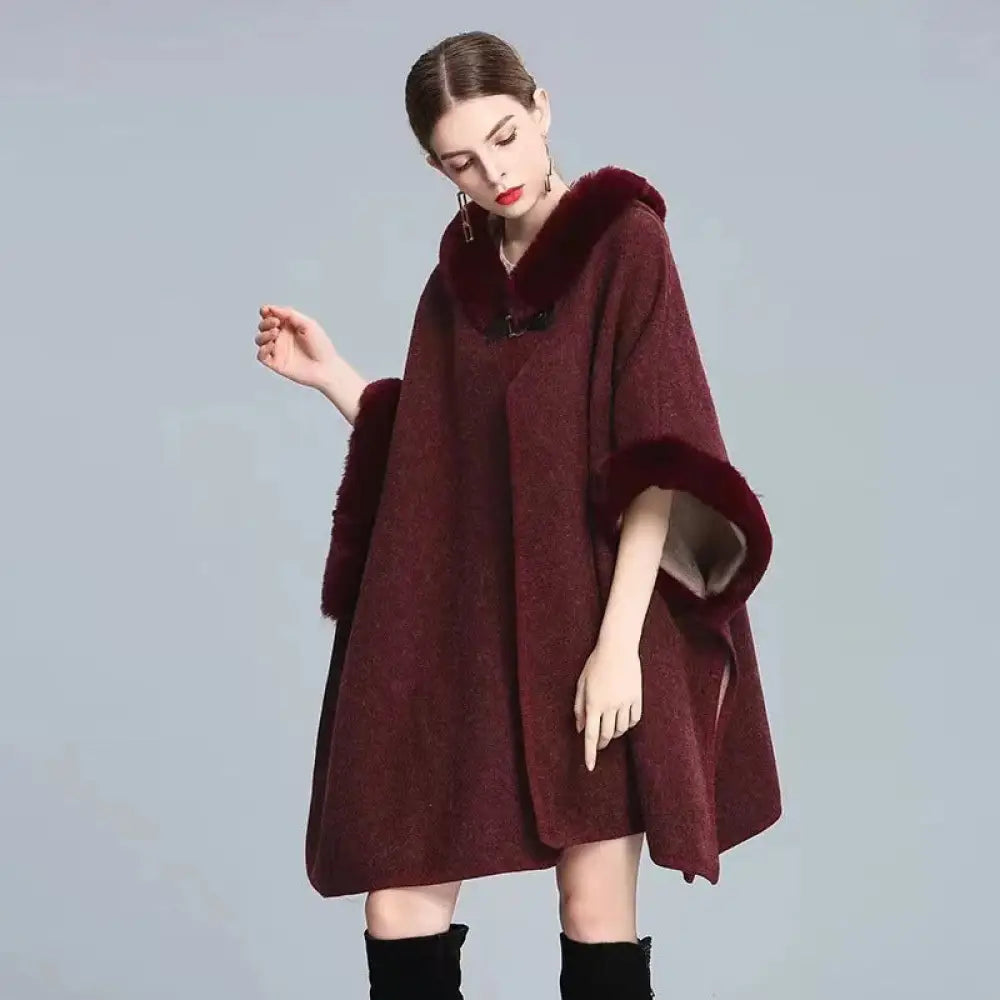 Cozy Woolen Hooded Cardigan Cape | same ANTHEM.