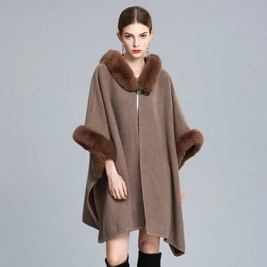 Cozy Woolen Hooded Cardigan Cape | same ANTHEM.