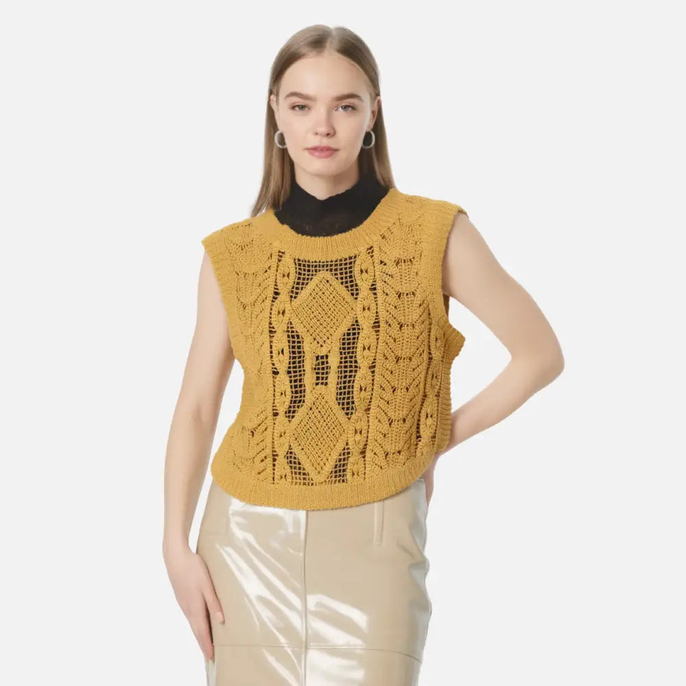 Crocheted Mesh Pullover Vest Top – Cute Chic Streetwear | same ANTHEM