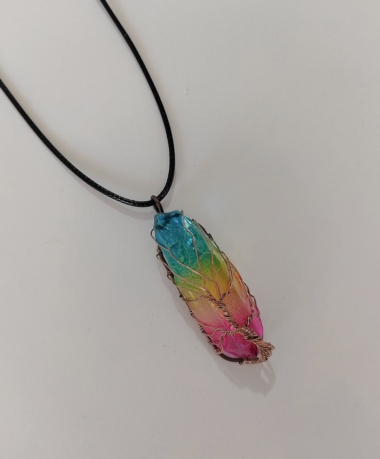 Crystal Tree of Life Necklace | Boho Chic Gemstone Pendant | same ANTHEM - Colorful / 10PCS