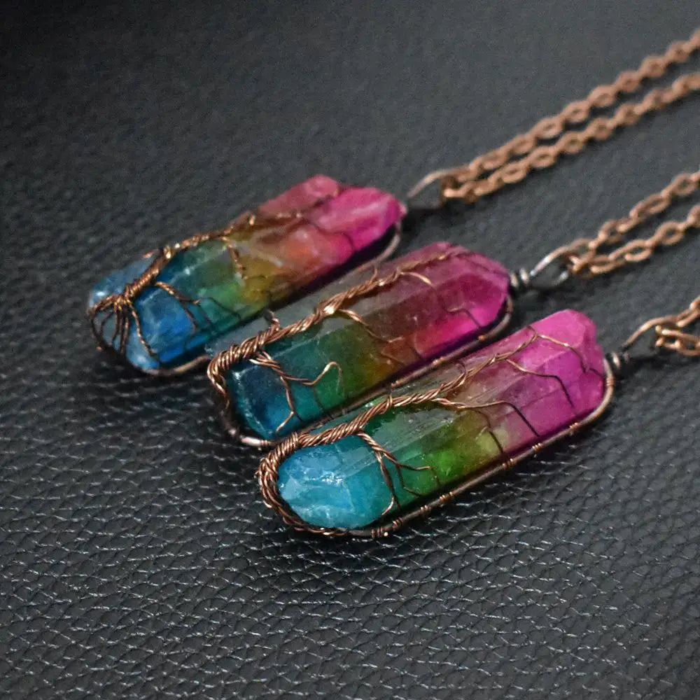 Crystal Tree of Life Necklace | Boho Chic Gemstone Pendant | same ANTHEM
