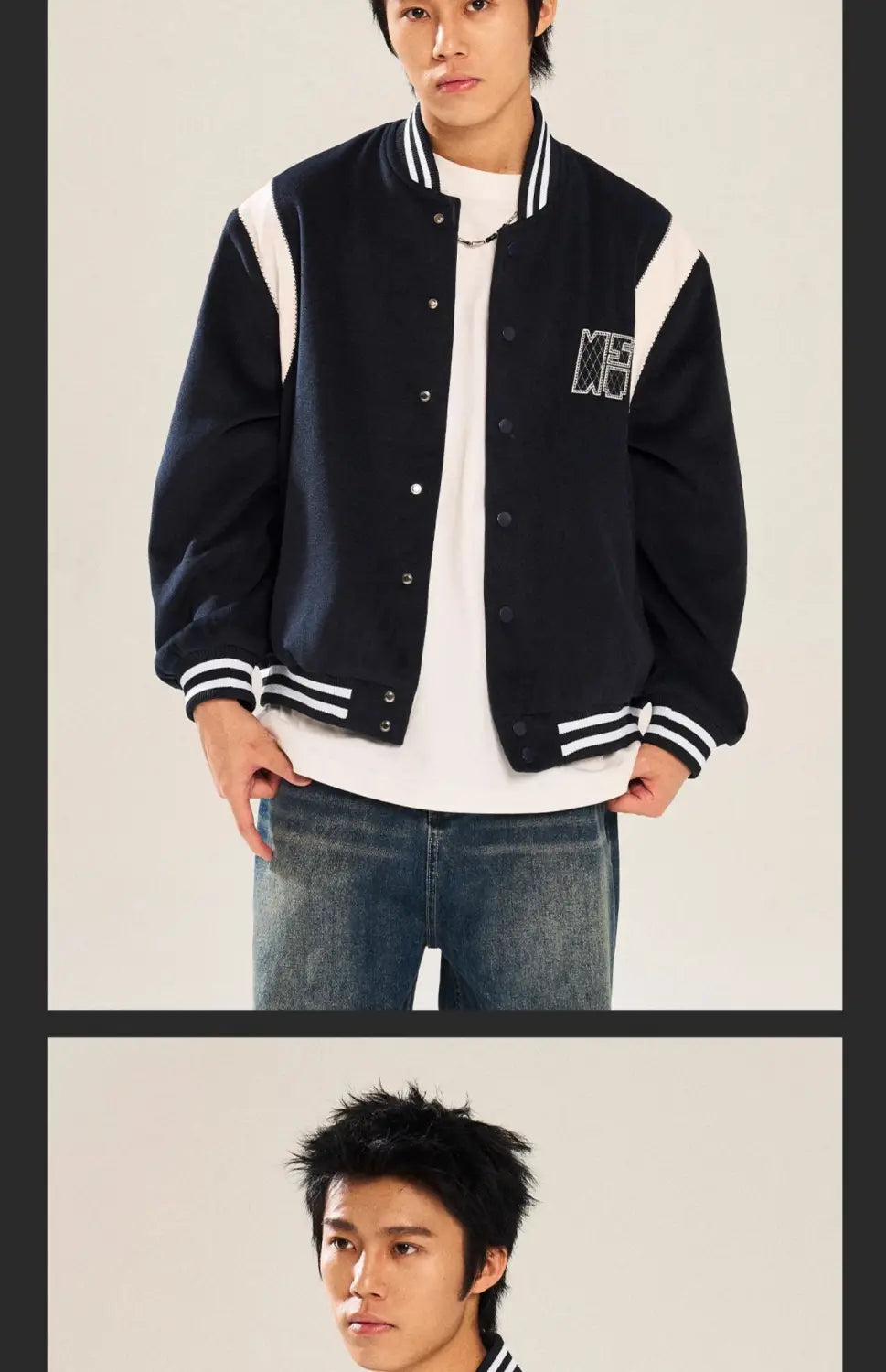 Contrast Color Embroidered Couple’s Baseball Uniform Jacket Coat